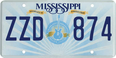 MS license plate ZZD874