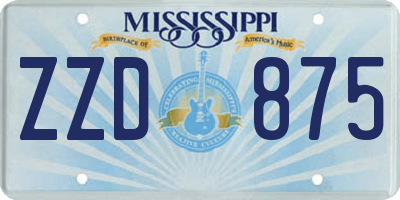 MS license plate ZZD875