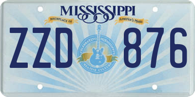 MS license plate ZZD876