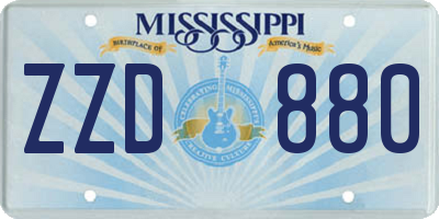 MS license plate ZZD880