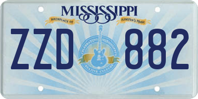 MS license plate ZZD882