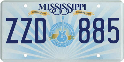 MS license plate ZZD885