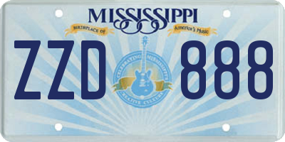 MS license plate ZZD888