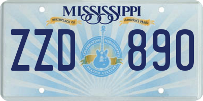 MS license plate ZZD890