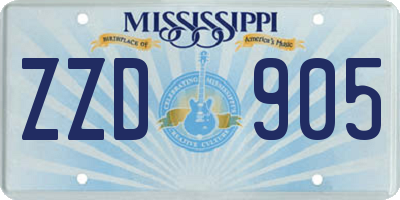 MS license plate ZZD905