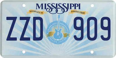 MS license plate ZZD909