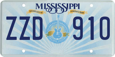 MS license plate ZZD910