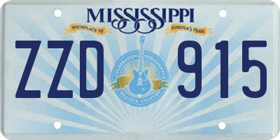 MS license plate ZZD915