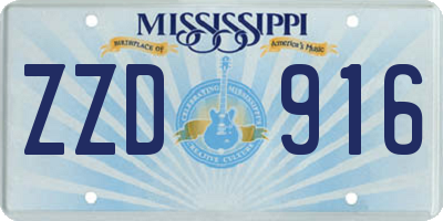 MS license plate ZZD916