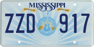 MS license plate ZZD917