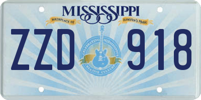 MS license plate ZZD918