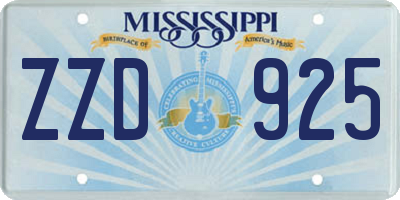MS license plate ZZD925