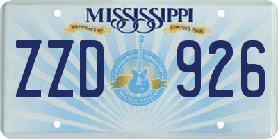 MS license plate ZZD926
