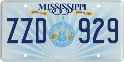 MS license plate ZZD929