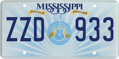 MS license plate ZZD933