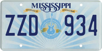 MS license plate ZZD934