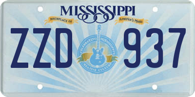MS license plate ZZD937