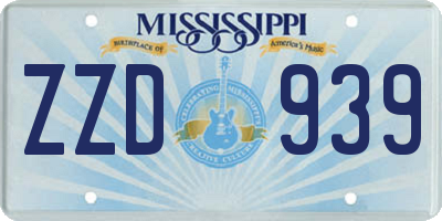 MS license plate ZZD939