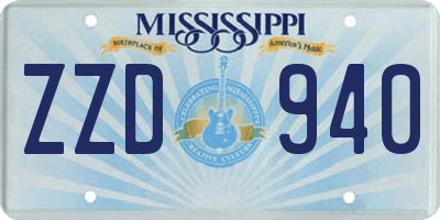 MS license plate ZZD940