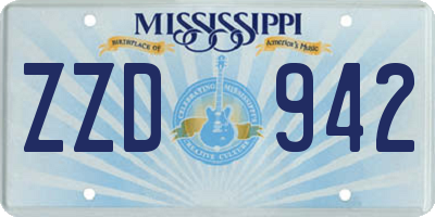 MS license plate ZZD942