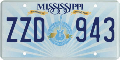 MS license plate ZZD943