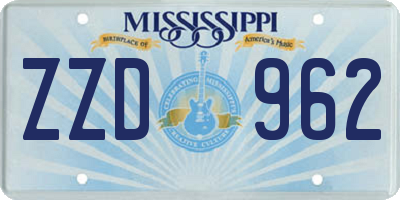 MS license plate ZZD962