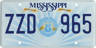 MS license plate ZZD965