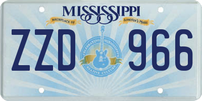 MS license plate ZZD966