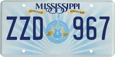 MS license plate ZZD967
