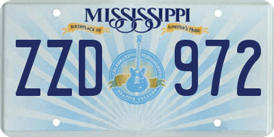 MS license plate ZZD972