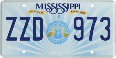 MS license plate ZZD973