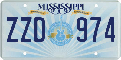 MS license plate ZZD974