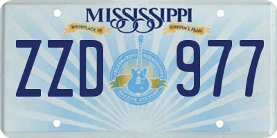 MS license plate ZZD977