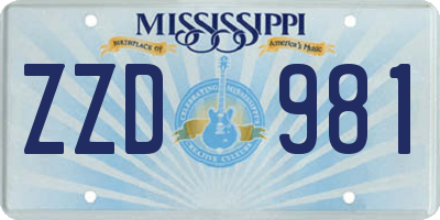 MS license plate ZZD981