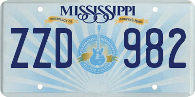 MS license plate ZZD982