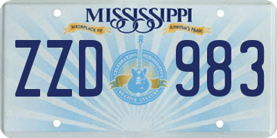 MS license plate ZZD983