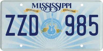MS license plate ZZD985