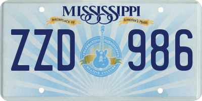 MS license plate ZZD986