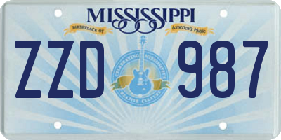 MS license plate ZZD987
