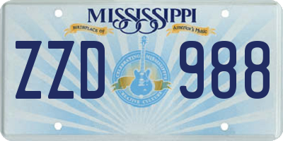 MS license plate ZZD988