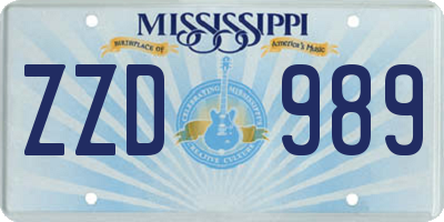 MS license plate ZZD989