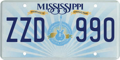 MS license plate ZZD990