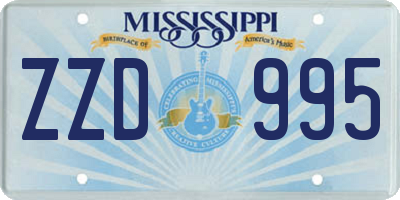 MS license plate ZZD995
