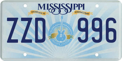 MS license plate ZZD996