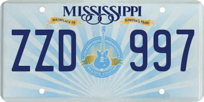 MS license plate ZZD997