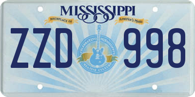 MS license plate ZZD998