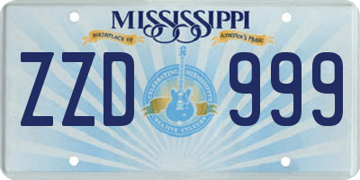 MS license plate ZZD999