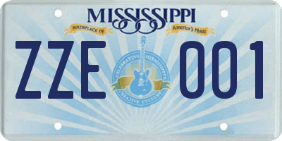 MS license plate ZZE001