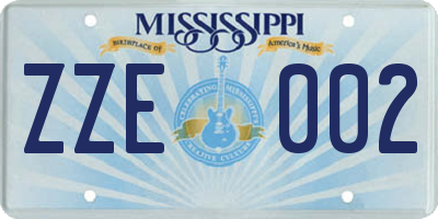 MS license plate ZZE002
