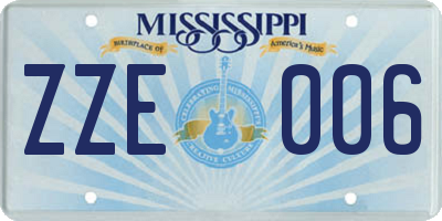 MS license plate ZZE006